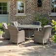 Paris Garden Dining Set - 6 Seater - 140cm - Round - Grey - Rattan - 6 Imperial Chairs