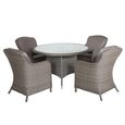 Paris Garden Dining Set - 4 Seater - 110cm - Round - Grey - Rattan - 4 Imperial Chairs