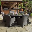 Paris Garden Dining Set - 6 Seater - 140cm - Round - Grey - Rattan - 6 Imperial Chairs