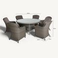 Paris Garden Dining Set - 6 Seater - 140cm - Round - Grey - Rattan - 6 Imperial Chairs
