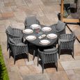 Milan Oval Garden Dining Set - 6 Seater - 120cm - Charcoal