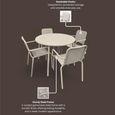 Porto Dining Set - 4 Seater - 100cm - Round - 4 Stacking Chairs - Champagne Metal