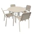 Porto Dining Set - 4 Seater - 100cm - Round - 4 Stacking Chairs - Champagne Metal