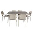 Porto Dining Set - 6 Seater - 160cm - 6 Stacking Chairs - Champagne Metal