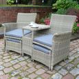 Wentworth Garden Companion Set - 2 Seater - Pull-Out Footstools - Beige - Rattan