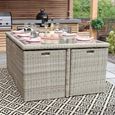 Wentworth Garden Cube Dining Set - 10 Seater - Beige - Rattan