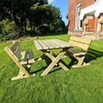 Churnet Valley Ashcombe Redwood Garden Table Set with 2 Benches