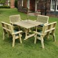 Churnet Valley Ergo Redwood Square Garden Table Set with 4 Benches