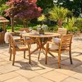 Cotswold Garden Round Dining Set - 4 Seater - 125cm - Acacia Wood - 4 Stacking Dining Armchair