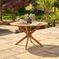 Cotswold Garden Round Dining Set - 4 Seater - 125cm - Acacia Wood - 4 Stacking Dining Armchair