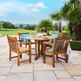 Redcliffe Garden Octagon Dining Set - 4 Seater - 120cm - Gateleg - Acacia Wood - 4 Broadfield Dining Armchair