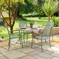 Bergen Garden Dining Set - 4 Seater - 145cm - Green Metal - 4 Stacking Armchairs