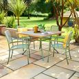 Bergen Garden Square Dining Set - 4 Seater - 110cm - Green Metal - 4 Stacking Armchairs