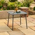 Oslo Garden Square Dining Set - 4 Seater - 80cm - Grey Metal - 4 Stacking Dining Armchair