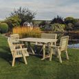 Clover Garden Dining Set - 6 Seater - 212cm - Natural Timber Wood