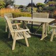 Clover Garden Dining Set - 6 Seater - 212cm - Natural Timber Wood