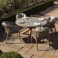 Martinique Round Garden Dining Set - 4 Seater - 135cm - Light Brown
