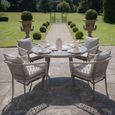 Monaco Round Garden Dining Set - 4 Seater - 120cm - Lazy Susan - Cool Linen