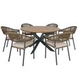 New Bali Round Garden Dining Set - 6 Seater - 140cm - Sandstone