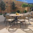 New Bali Round Garden Dining Set - 6 Seater - 140cm - Sandstone