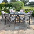 New York Round Garden Dining Set - 6 Seater - 150cm - Dove Grey