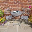 Garden Table - Savannah - Grey Metal - Round - with 2 Chairs