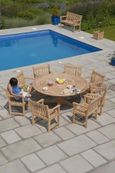 Roble Bengal Round Dining Table - 8 Seater - 175cm - Garden - Pedestal