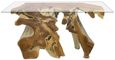 Teak Root & Glass Console Table - Small