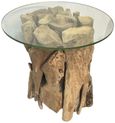 Teak Root & Glass Forest Side Table - Round