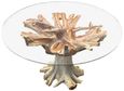 Lombok Teak Root & Glass Dining Table - Round - 6 Seater - 150cm