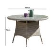 Paris Garden Dining Table - 4 Seater - 110cm - Round - Grey - Rattan