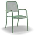 Bergen Garden Stacking Dining Armchair - Green Metal