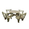 Westwood Garden Picnic Table - Round - 8 Seater with Backrest - Timber Wood
