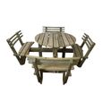 Westwood Garden Picnic Table - Round - 8 Seater with Backrest - Timber Wood