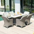 Hazelmere Dining Table - 6 Seater -  165cm - Firepit Table - Garden - Grey Weave