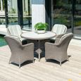 Hazelmere Round Dining Table - 4 Seater - 115cm - Garden - Grey Weave