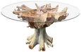 Lombok Teak Root & Glass Dining Table - Round - 6 Seater - 150cm