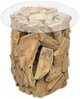 Teak Root & Glass Forest Side Table - Round
