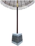 Bali Sun Parasol - White Macrame - with Terrazzo & Slate Base