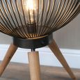 Black Cage Floor Lamp - with Wooden Legs