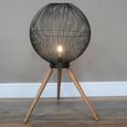 Black Cage Floor Lamp - with Wooden Legs