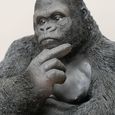 Gorilla Statue - Black Resin - Up Yours - Set of 2