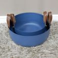 Bowls with Leather Handles - Set of 2 - Metal