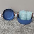 Bowls with Leather Handles - Set of 2 - Metal