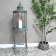 Blue Metal Lantern - Large - with Stand