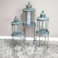 Blue Metal Lantern - Large - with Stand