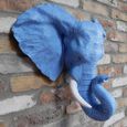 Blue Resin Elephant Head Planter