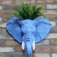 Blue Resin Elephant Head Planter
