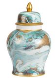 Ginger Jar - Blue White Gold - Large - Abstract
