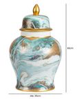 Ginger Jar - Blue White Gold - Large - Abstract